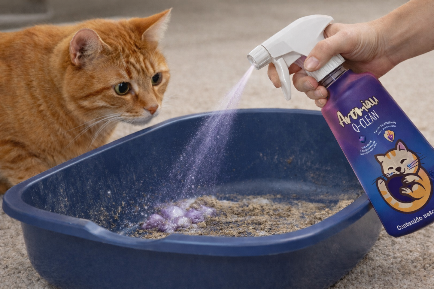 Nuevo Aromiau Q-Clean – Limpiador para Arenero de Gatos (500 ml)