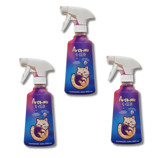 Aromiau Q-Clean – Pack 3 Limpiadores para Arenero de Gatos (500 ml)